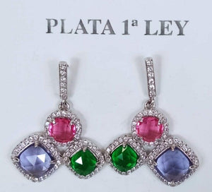 Pendientes plata con  piedras